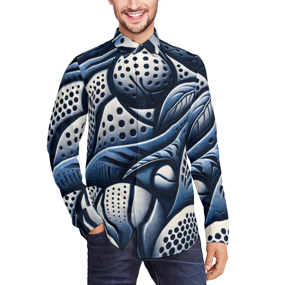 Blue Golf Men's Classic Long-Sleeved Shirt | Polyester