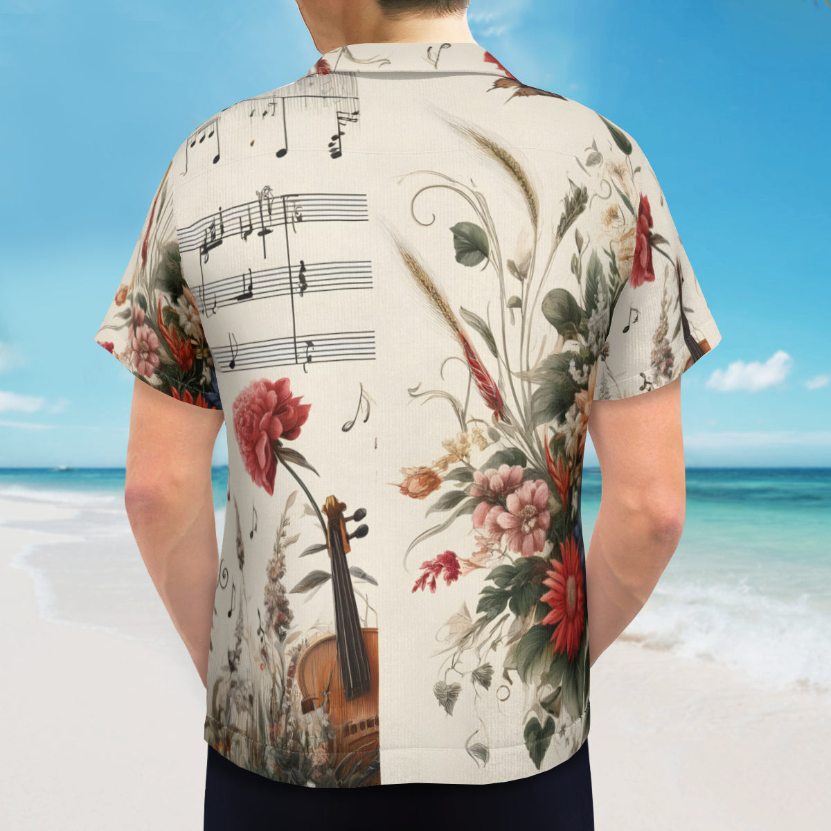 Musical Floral Short Sleeves Men's Shirt