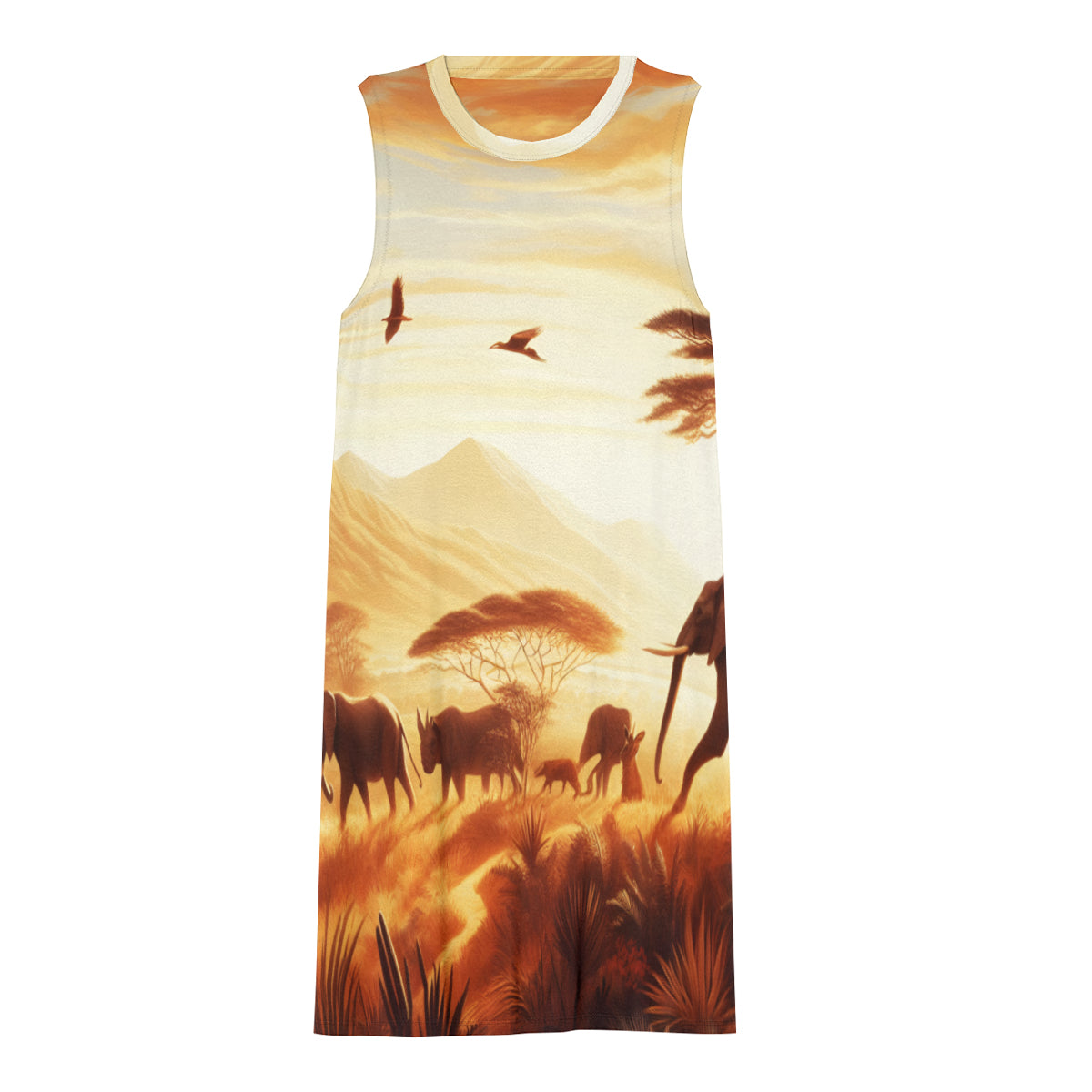 Animal Sunset Women's Casual Dress | Polyester