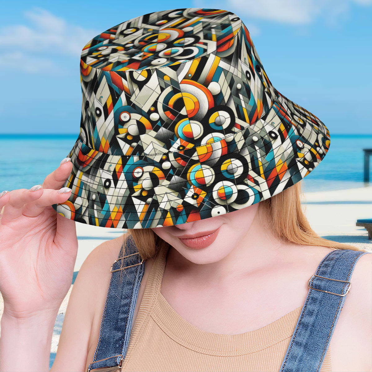 Abstract Double-Sided Unisex Polyester Bucket Hat