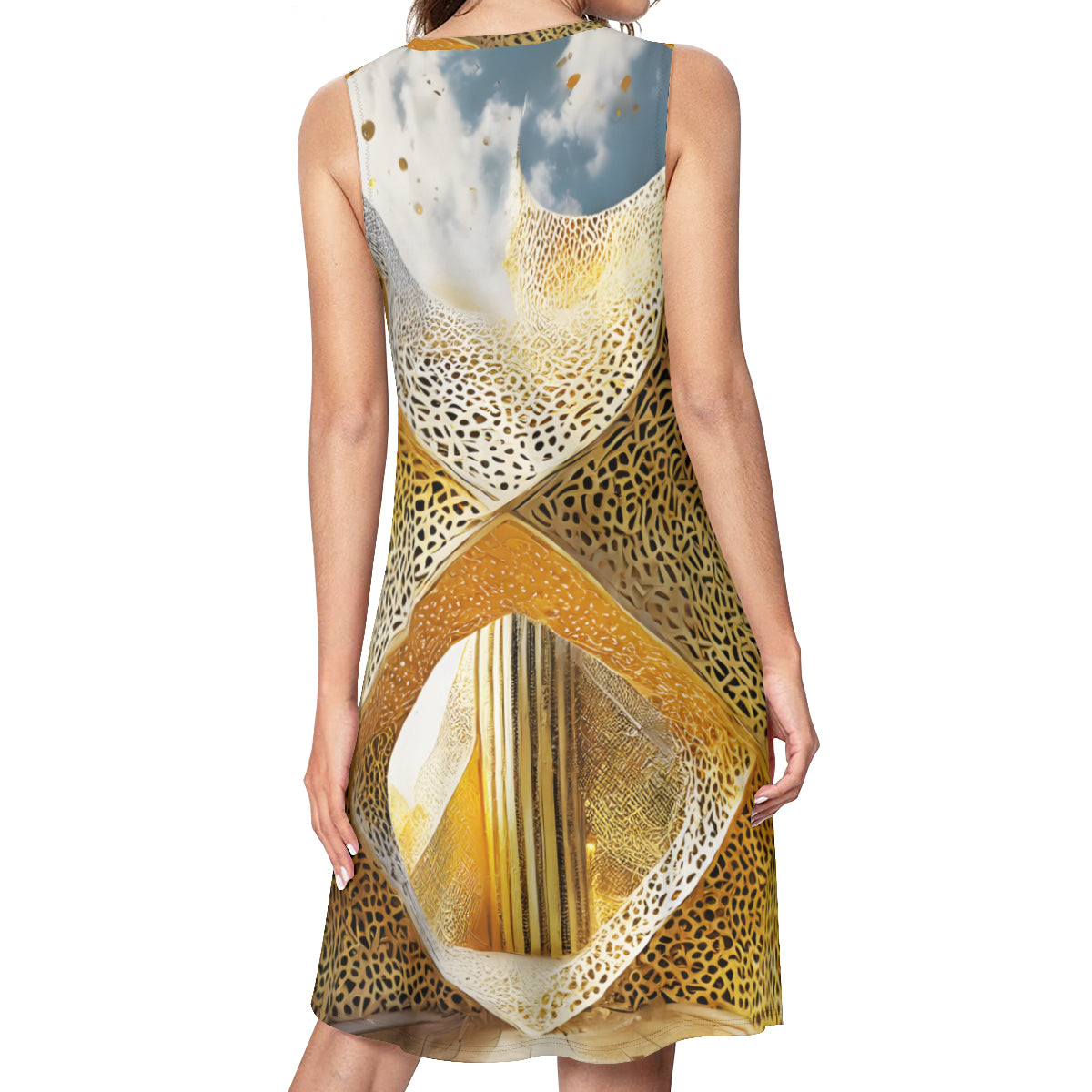 Golden Archtectural Design Women's Casual Dress | Polyester