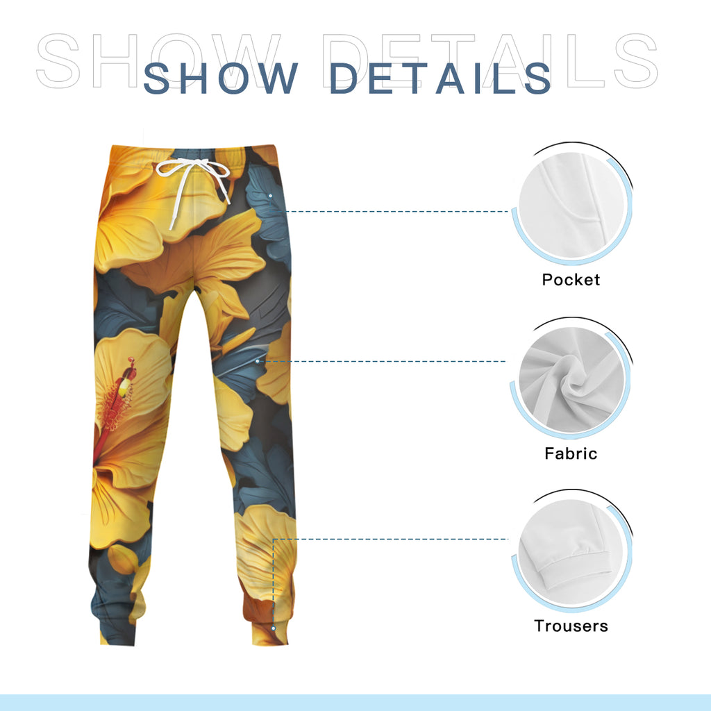 Hibiscus Men's Adult Hoodie Set (Double-Layer Hood) | Health Fabric