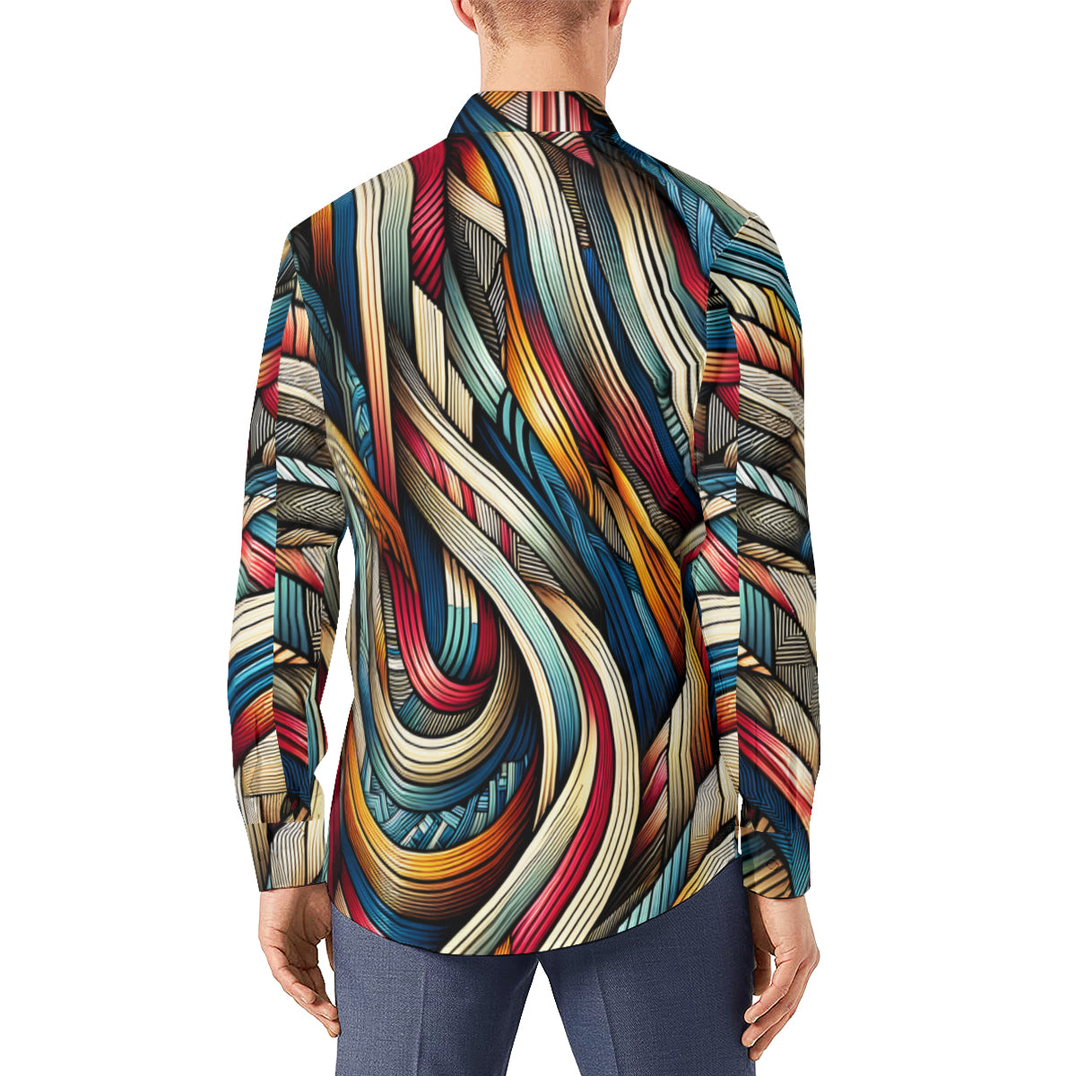 Abstract Men's Classic Long-Sleeved Shirt | Polyester