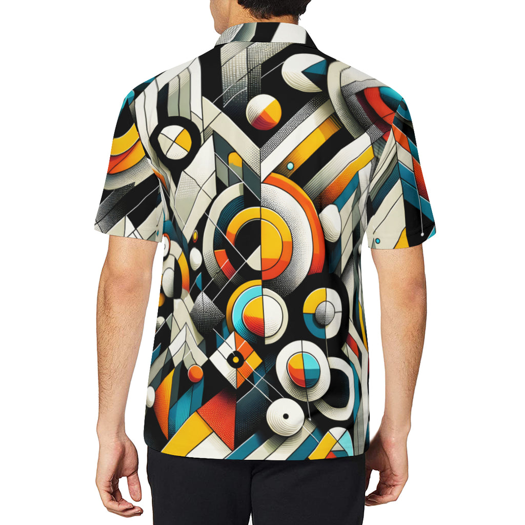 Geometric Men's Premium European Size POLO Shirt | 95% Polyester+5% Spandex