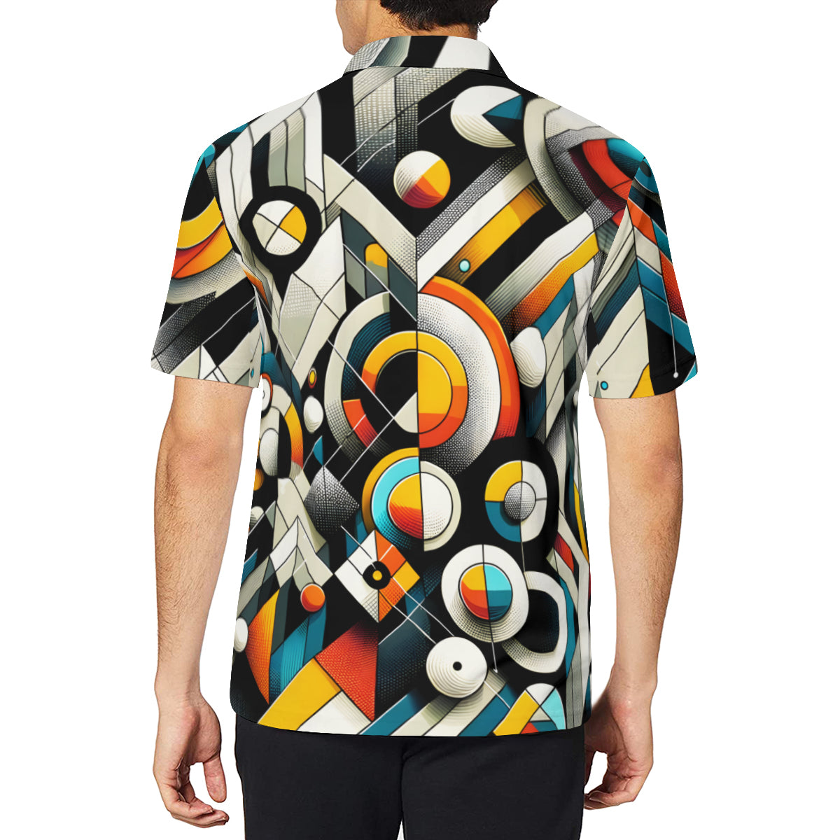 Geometric Men's Premium European Size POLO Shirt | 95% Polyester+5% Spandex
