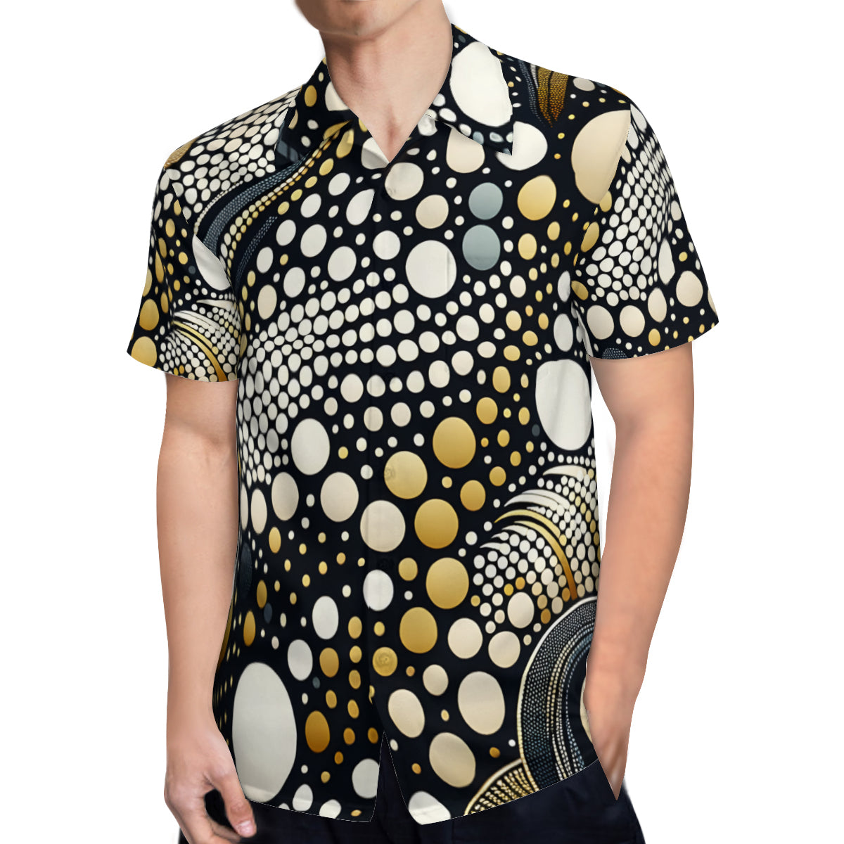 Abstract Short Sleeves Men's Shirt With Chest Pocket