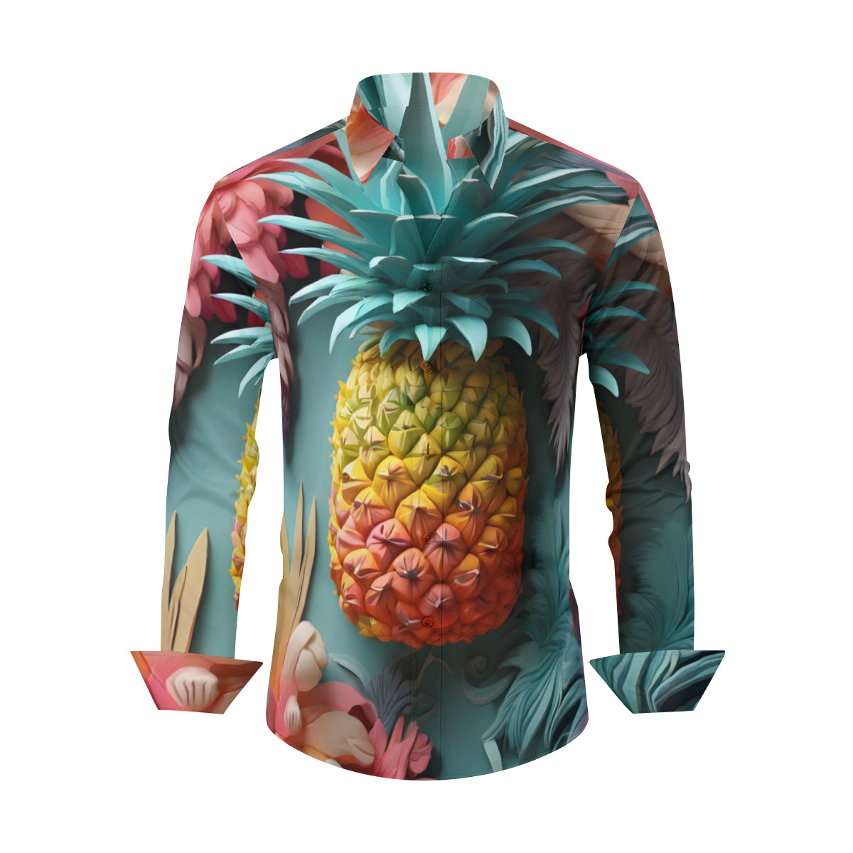 Pineapple Men's Classic Long-Sleeved Shirt | Polyester