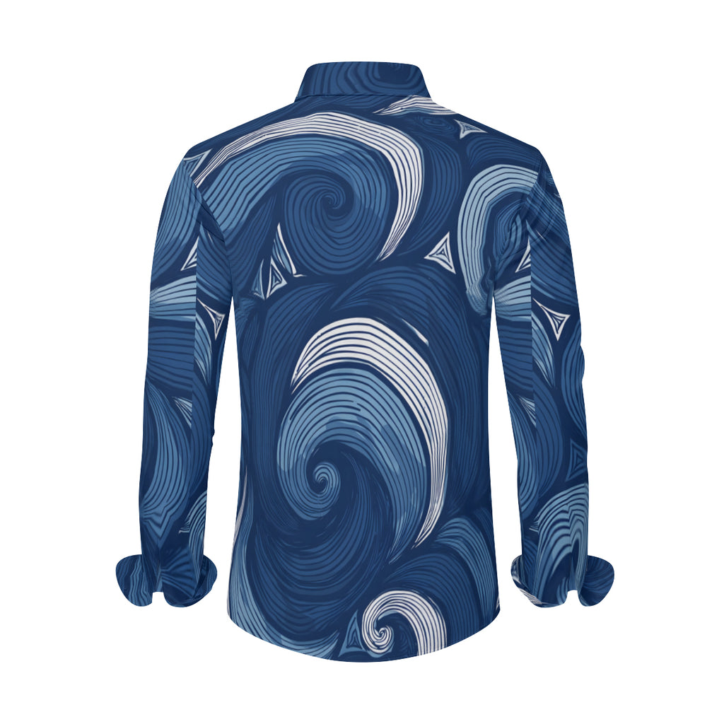 Abstract Denim Classic Long Sleeves Men's Shirt
