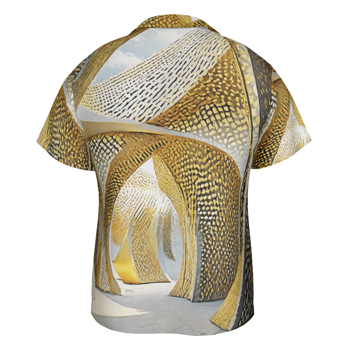 Golden Architectural Pattern Short Sleeves Men's Shirt