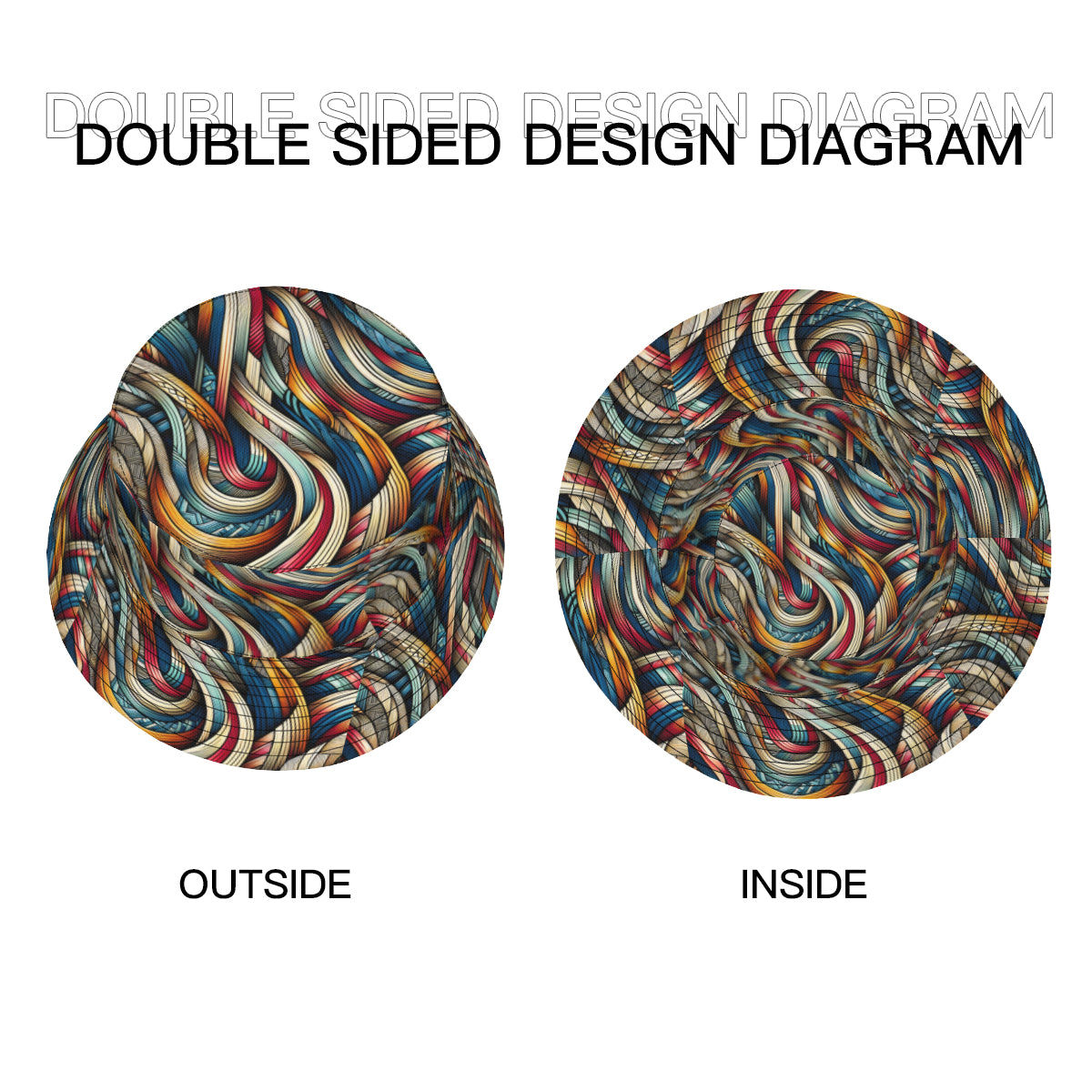 Abstract Double-Sided Unisex Polyester Bucket Hat