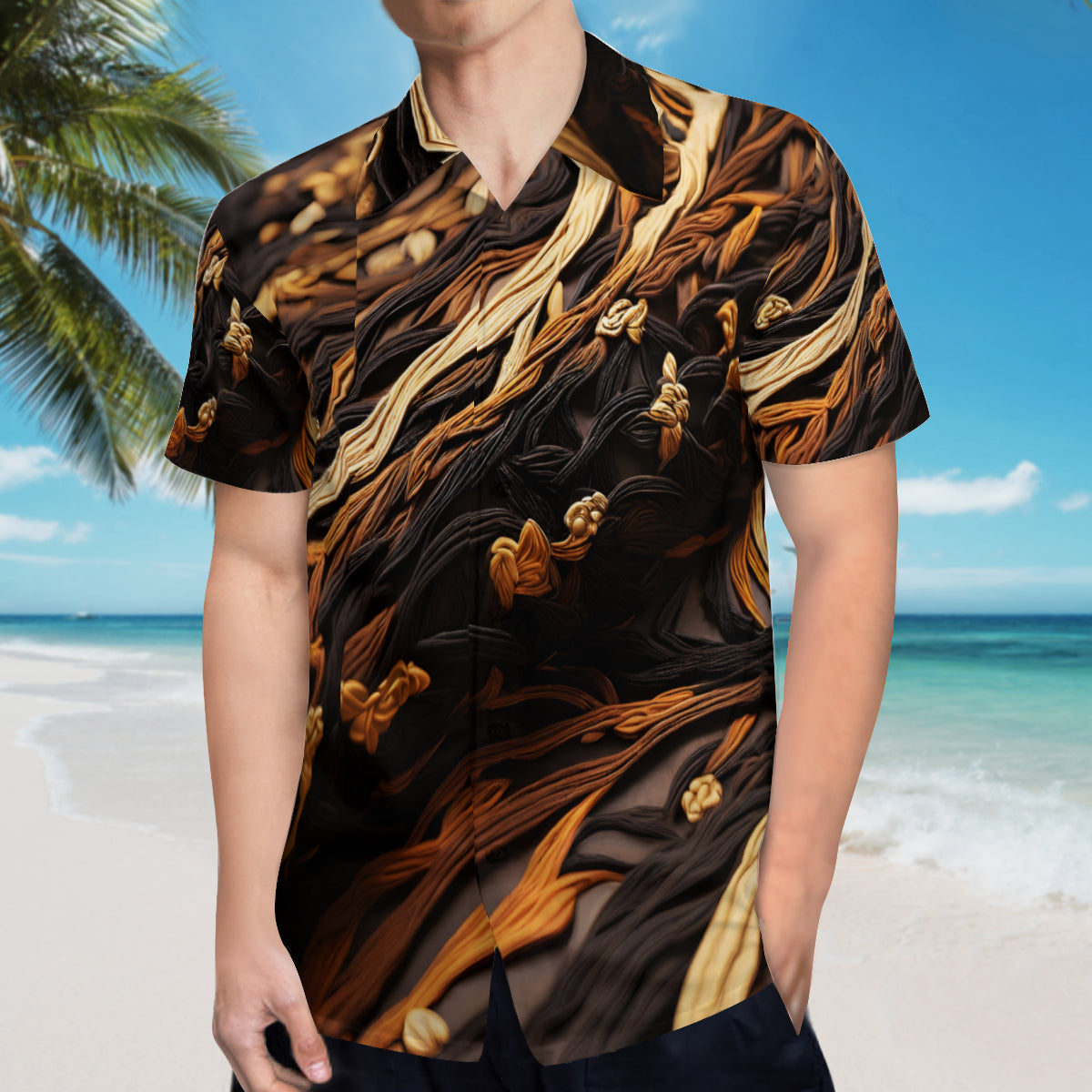 Interwoven Thread Design Short Sleeves Men's Shirt
