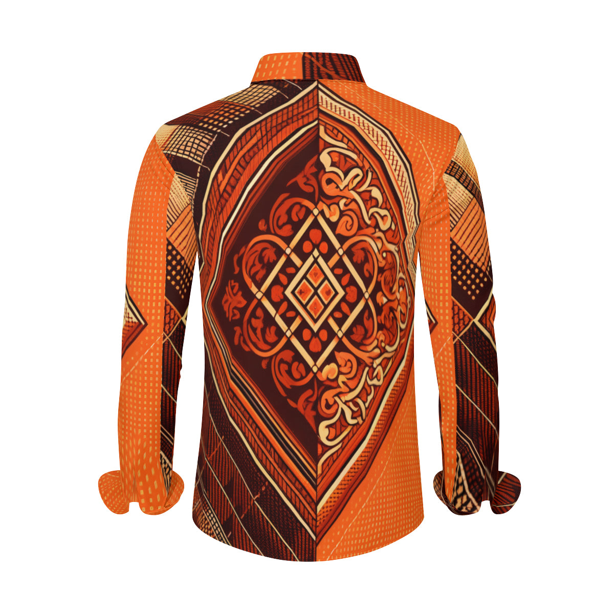 Checked Orange Long Sleeves Men's Shirt