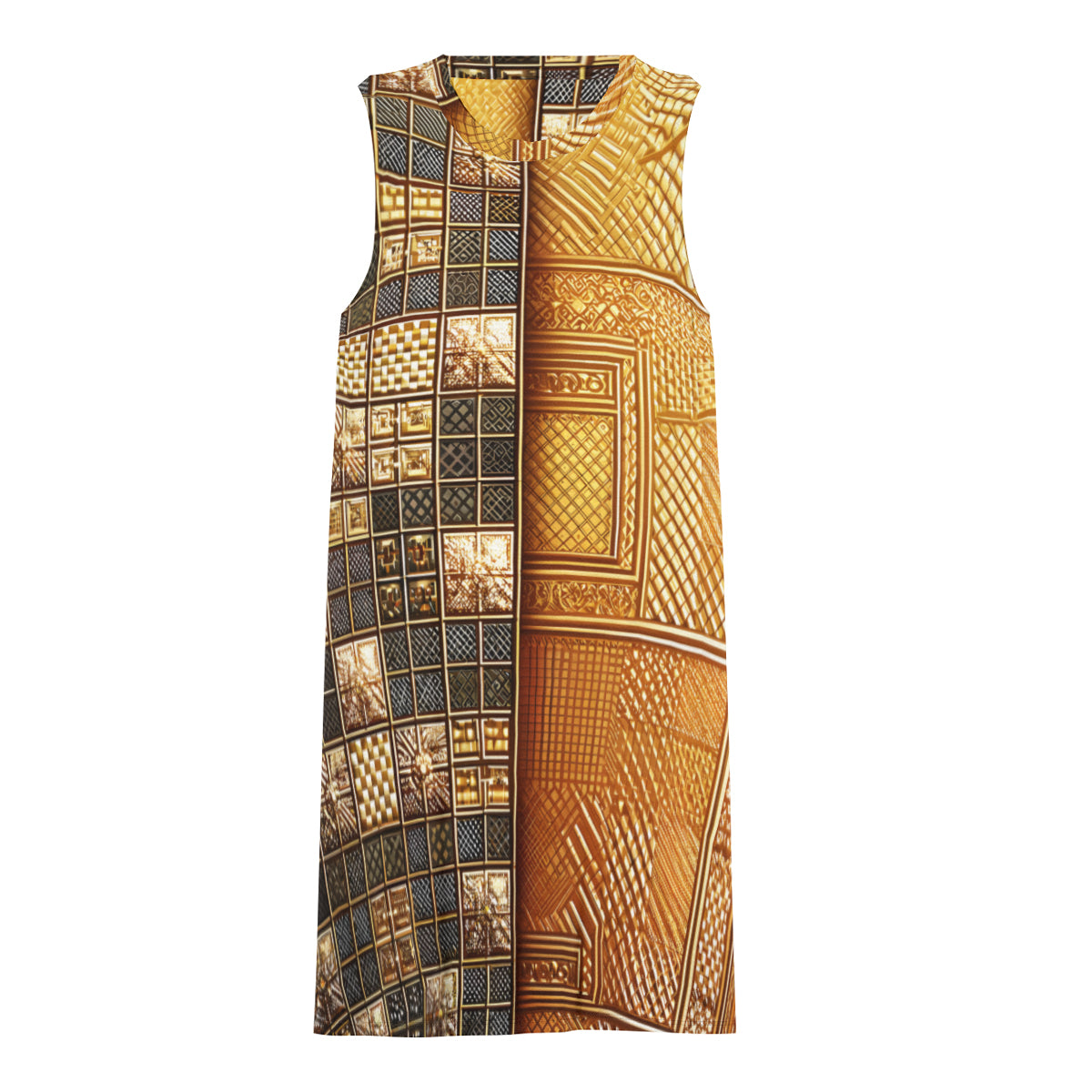Golden Check Women's Casual Dress | Polyester