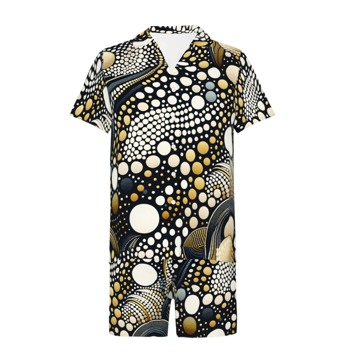 Abstract Dotted Casual Shirt and Shorts (Multi-faceted Design) | Cotton-Like Polyester