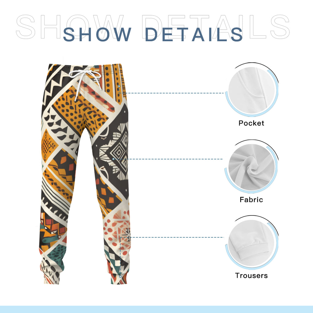 African Pattern Men's Adult Hoodie Set (Double-Layer Hood) | Health Fabric