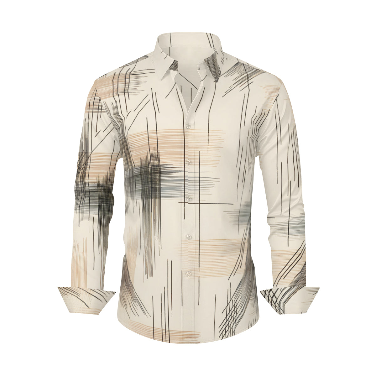 Minimalistic Abstract Long Sleeves Men's Shirt