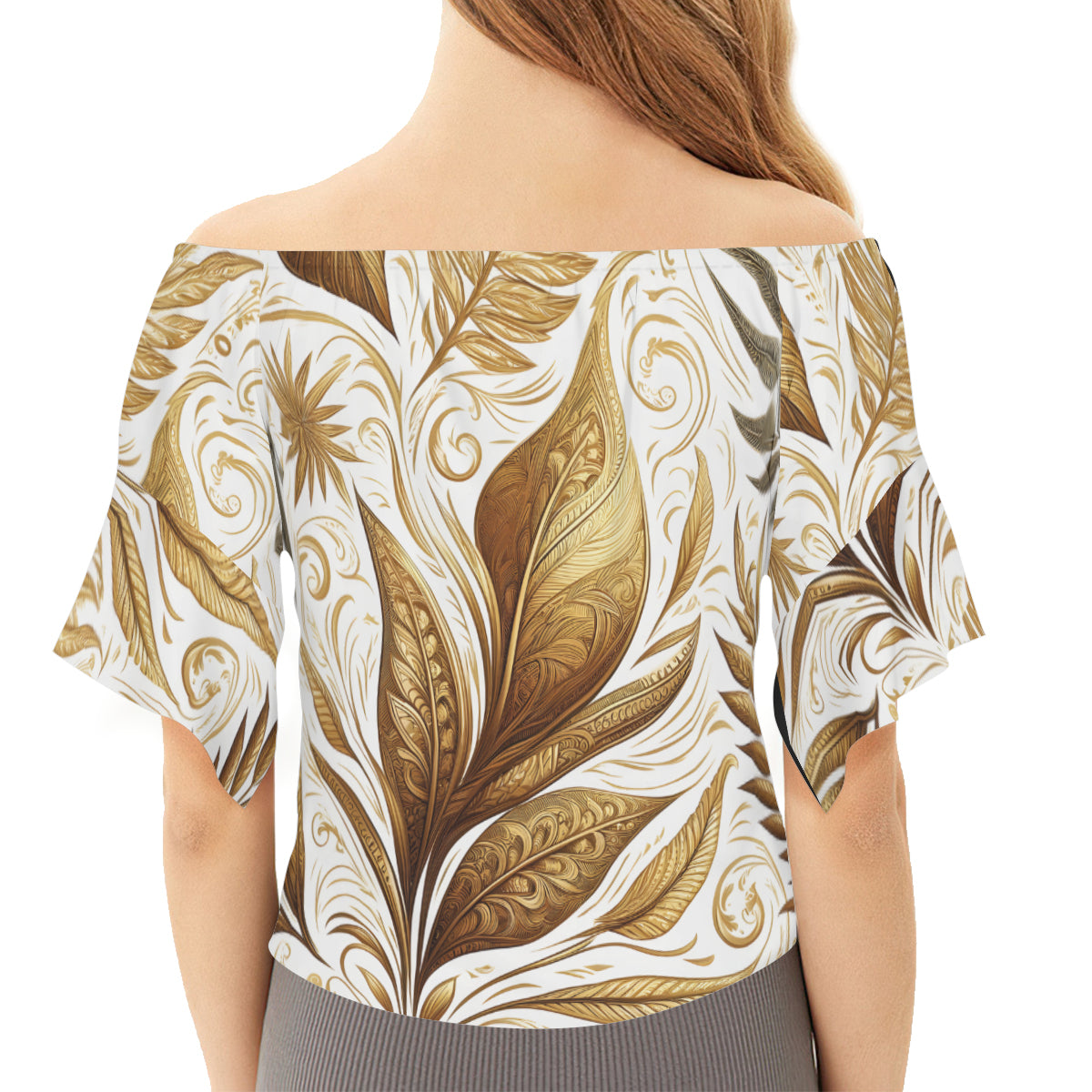 Golden Feathers Women's One-shoulder Tie Short Sleeves | Polyester