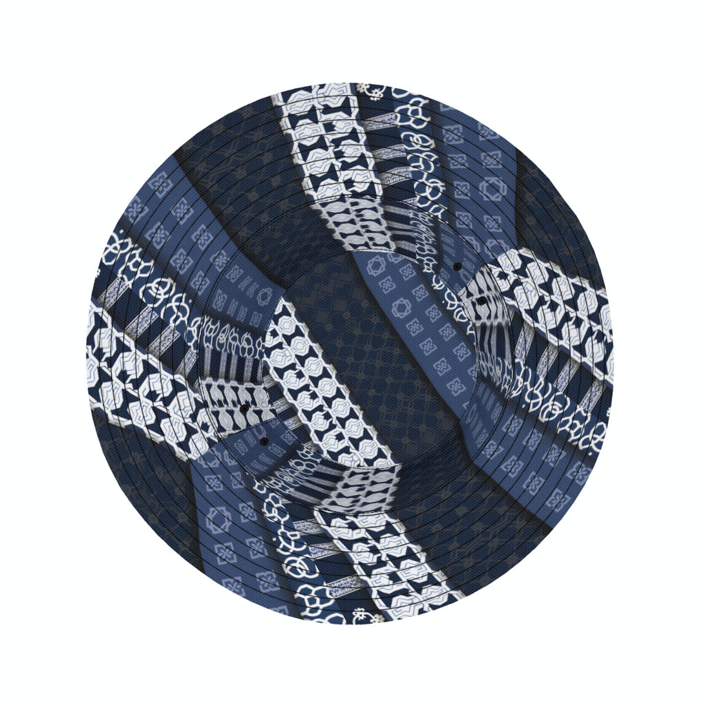 Navy Blue Geometric Shapes Double-Sided Unisex Polyester Bucket Hat