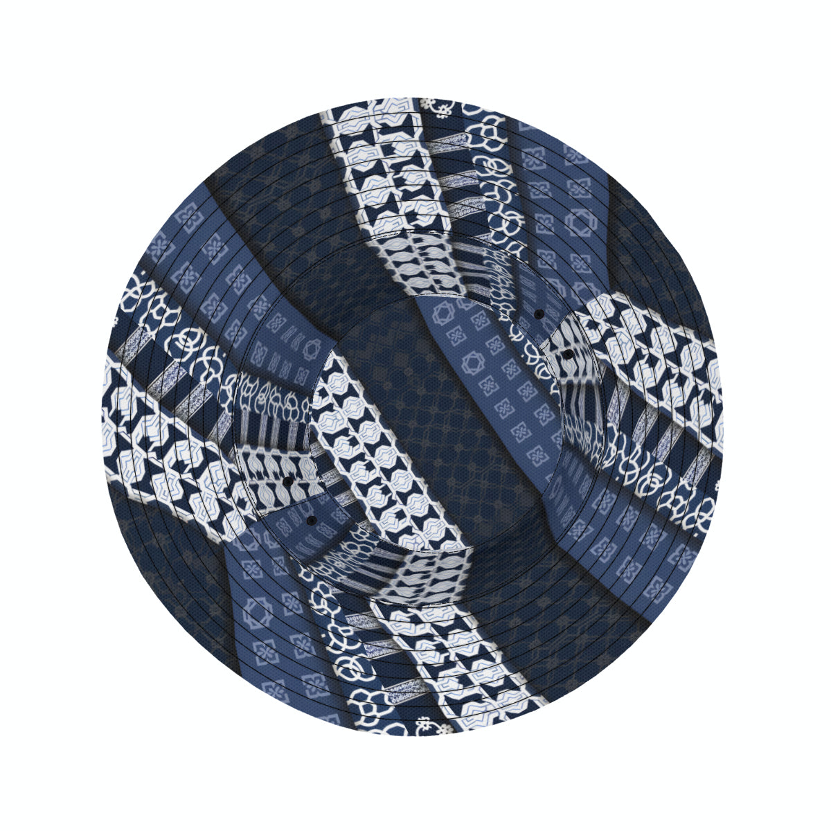 Navy Blue Geometric Shapes Double-Sided Unisex Polyester Bucket Hat