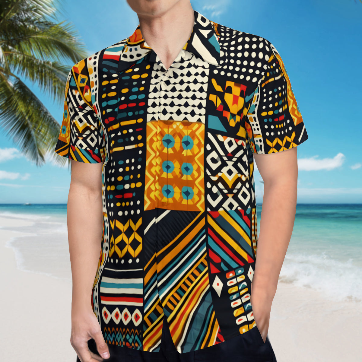 Africa Pattern Short Sleeves Men's Shirt