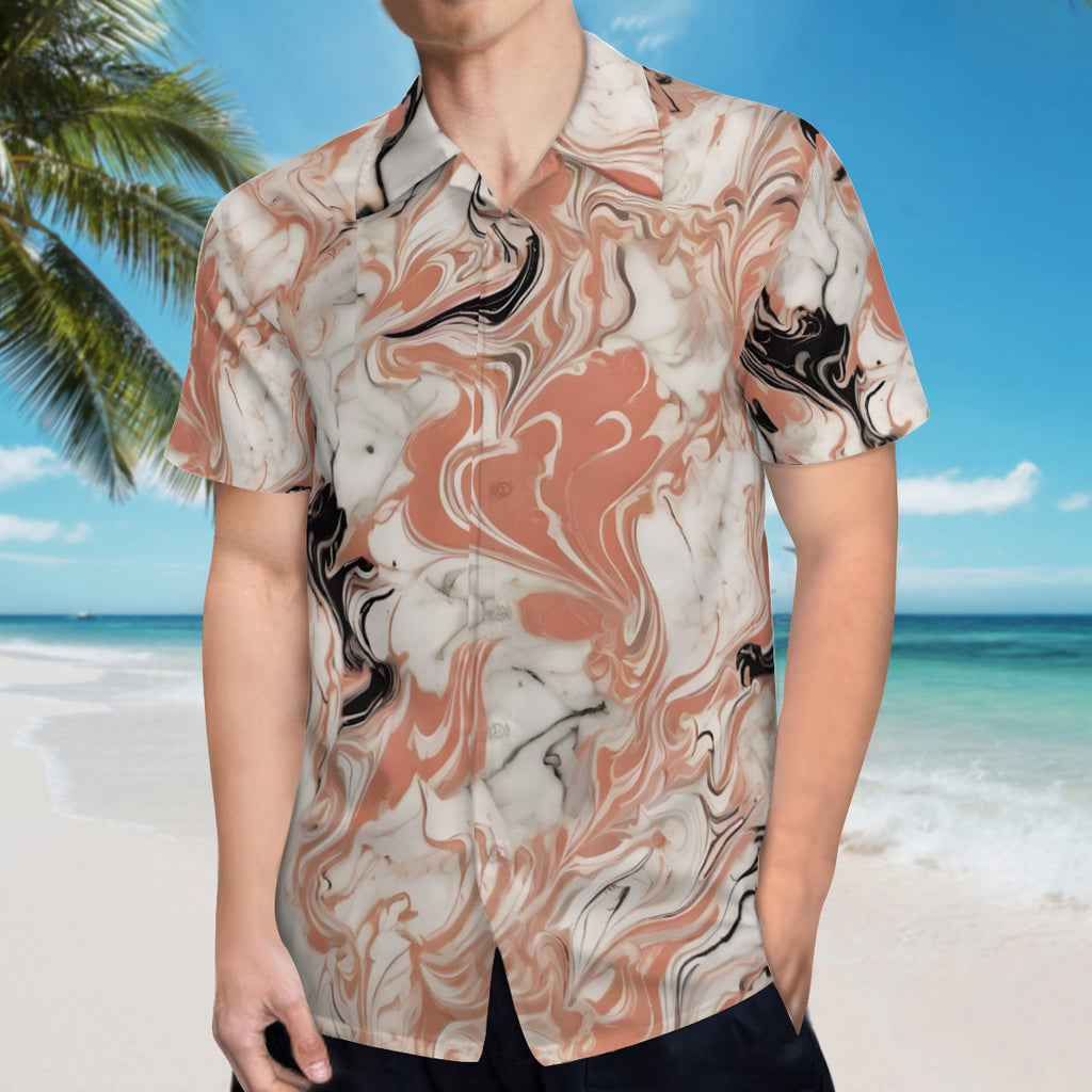 Marble Pattern Short Sleeves Men's Shirt
