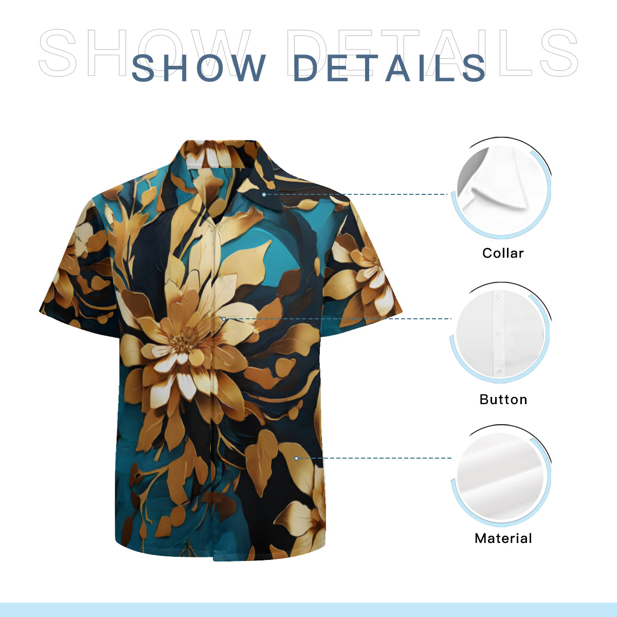 Teal Design Short Sleeves Men's Shirt
