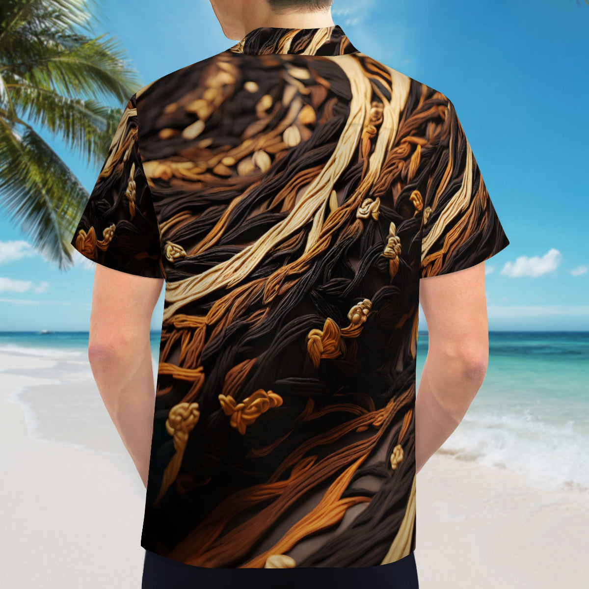 Interwoven Thread Design Short Sleeves Men's Shirt