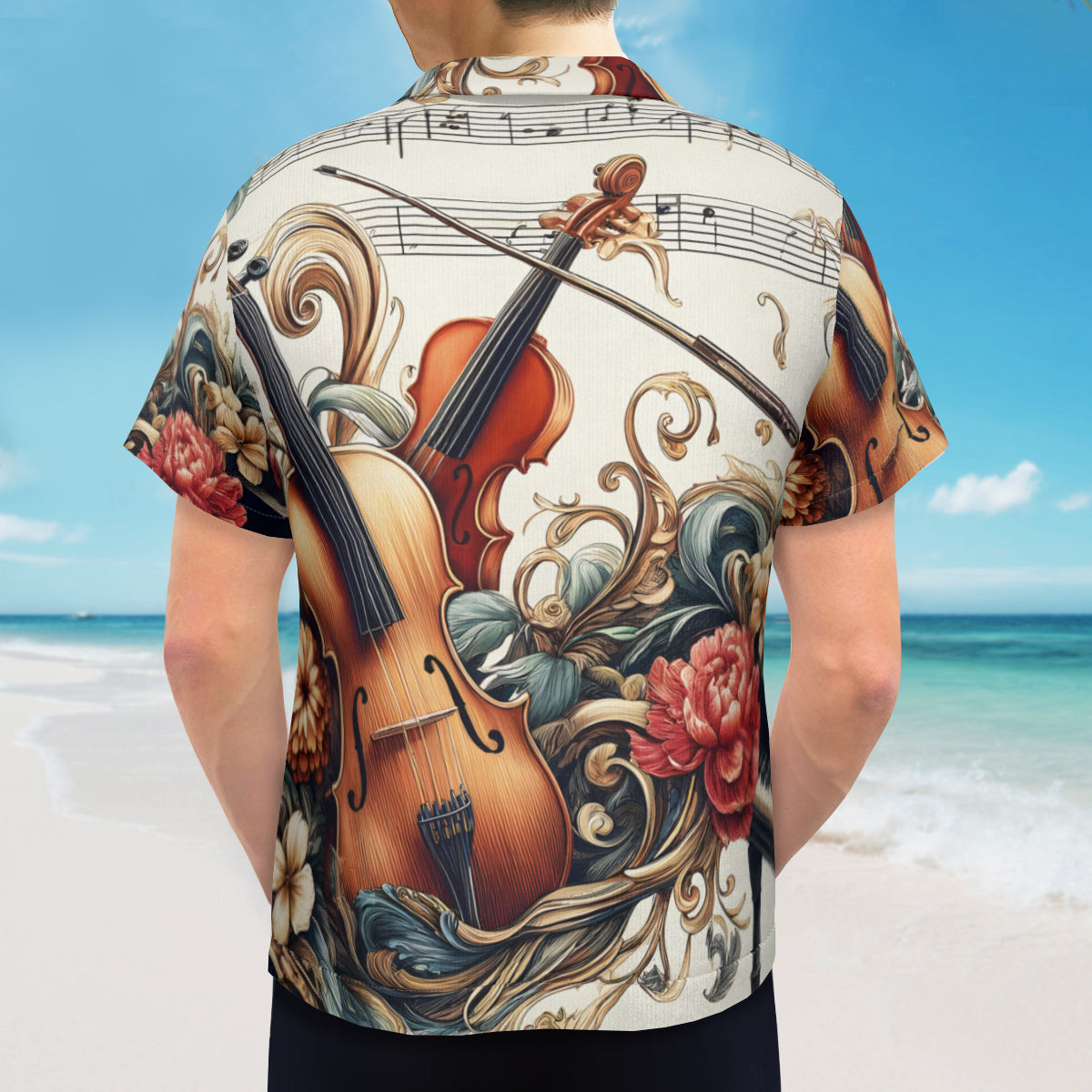 Musical Floral Short Sleeves Men's Shirt