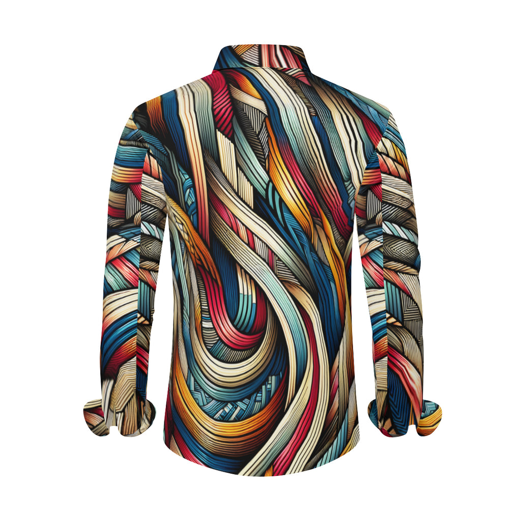 Abstract Men's Classic Long-Sleeved Shirt | Polyester