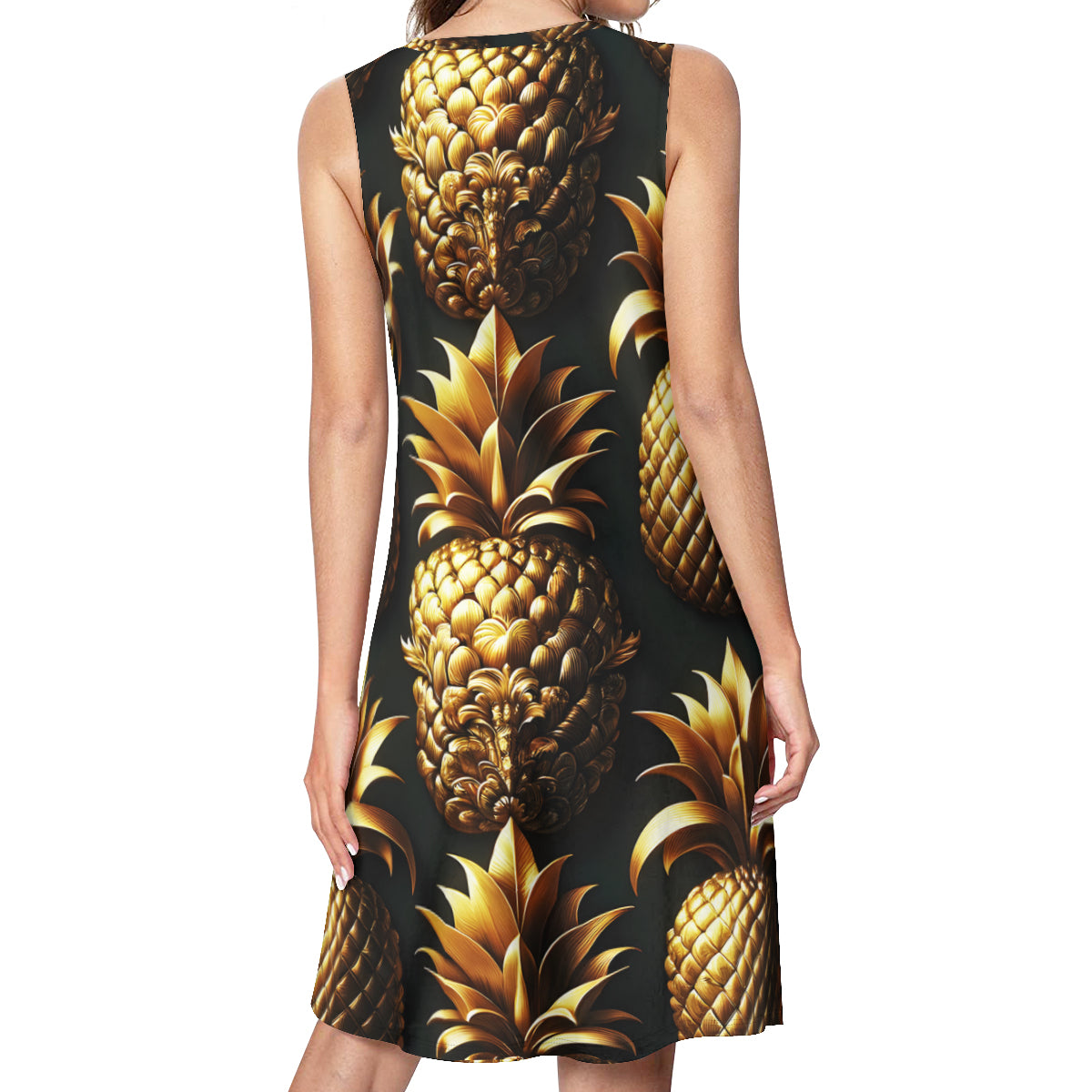 Golden Pineapple Women's Casual Dress | Polyester