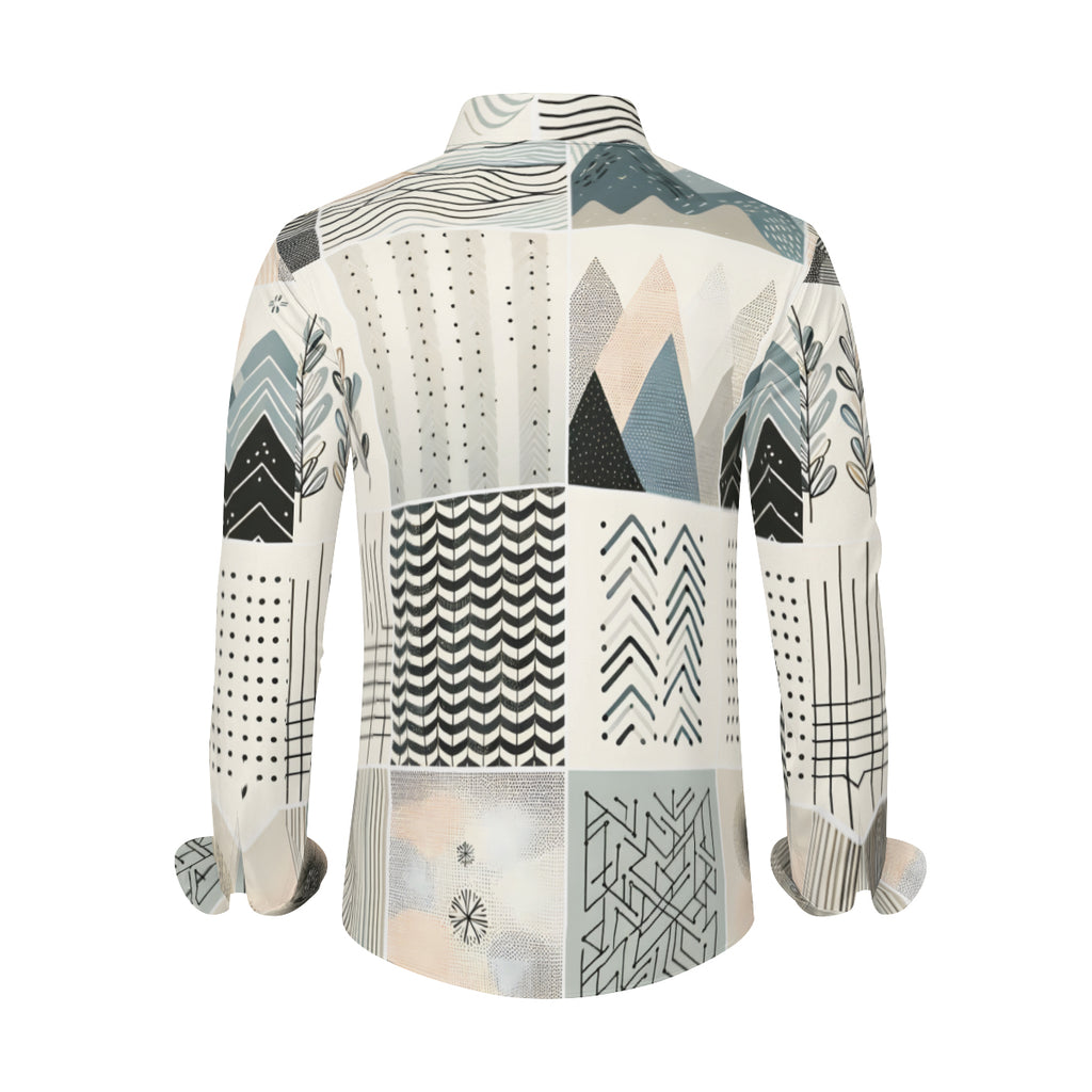 Minimalistic Abstract Long Sleeves Men's Shirt