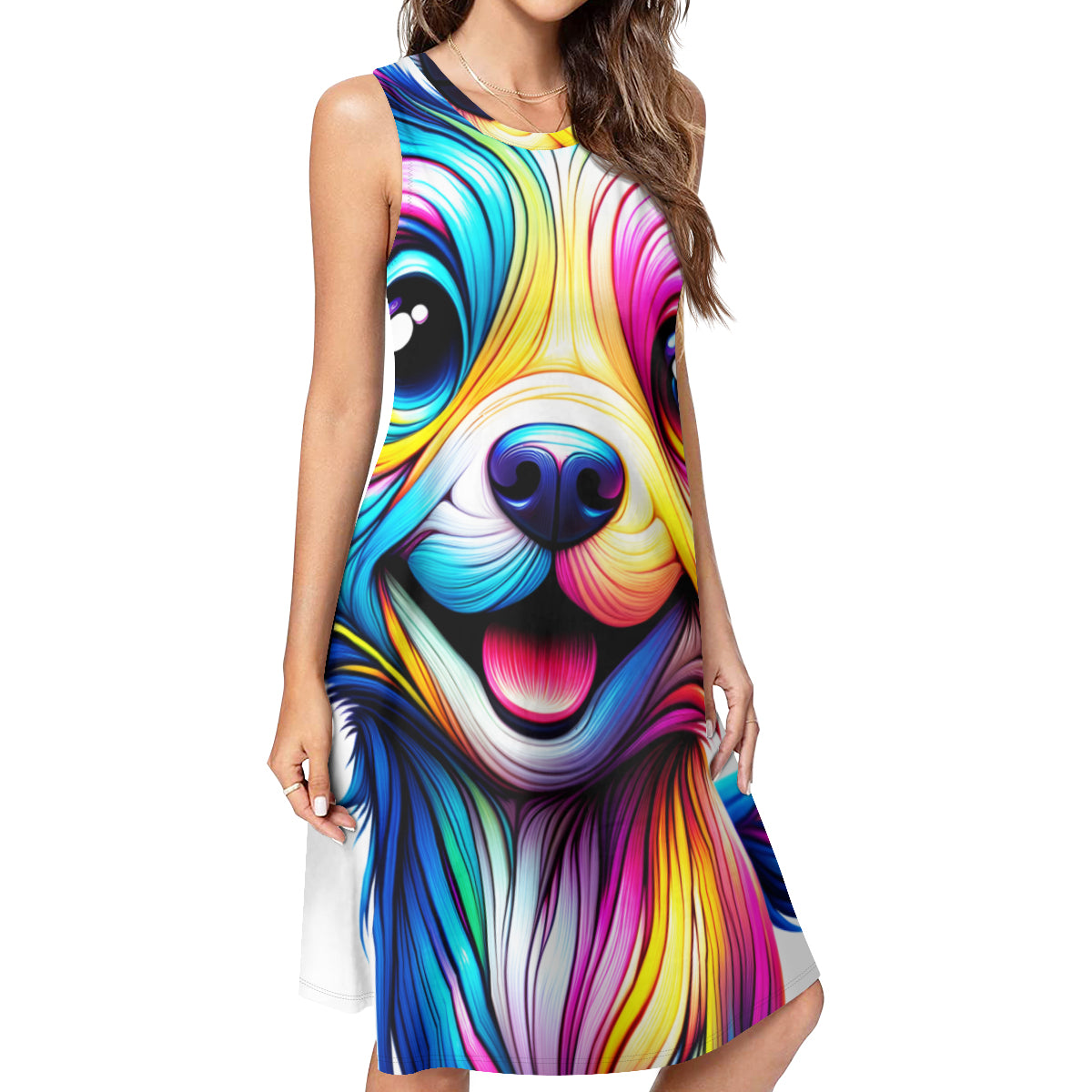 Cute Dog Women's Casual Dress | Polyester