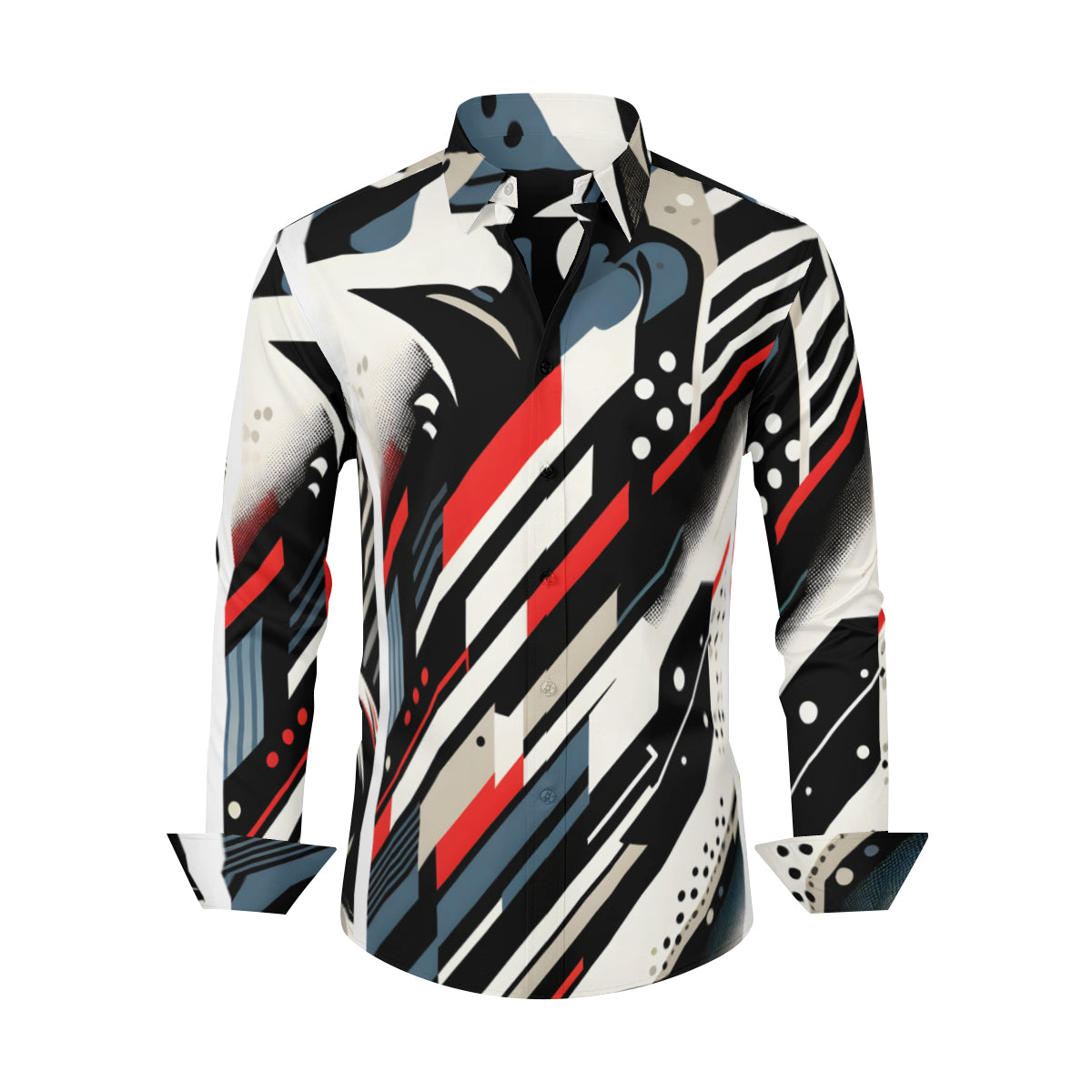Abstract Square Men's Classic Long-Sleeved Shirt | Polyester