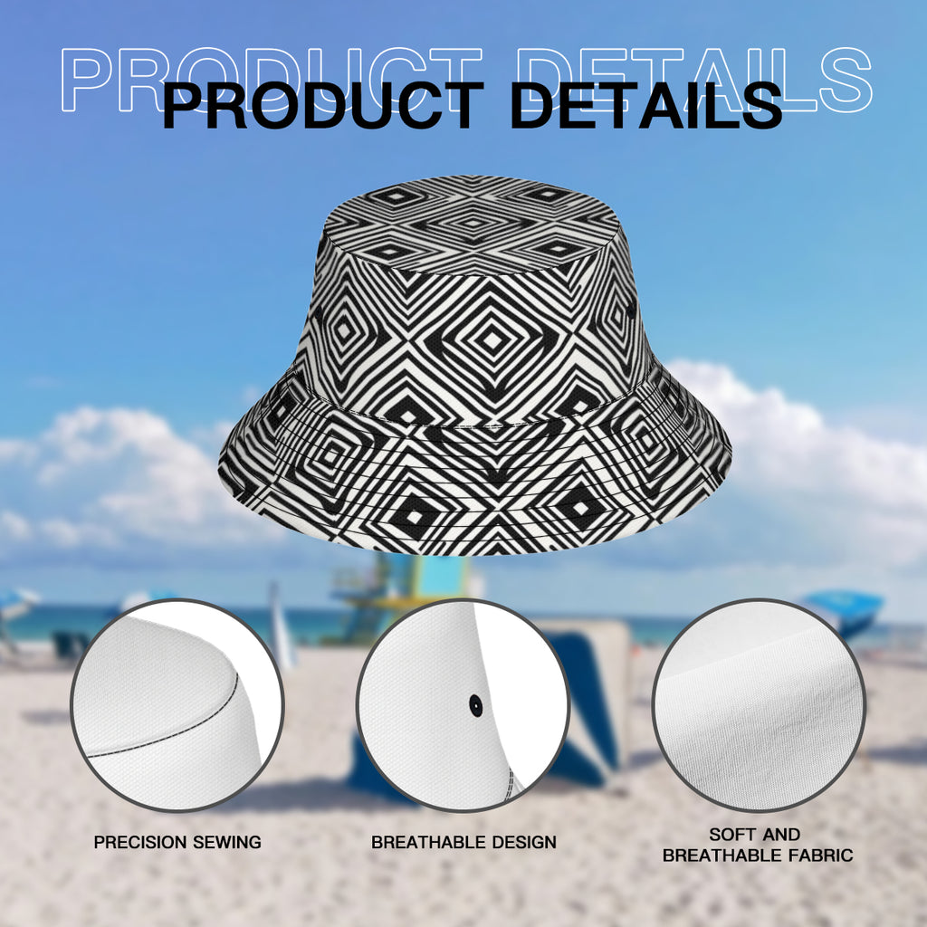 Black And White Double-Sided Unisex Polyester Bucket Hat