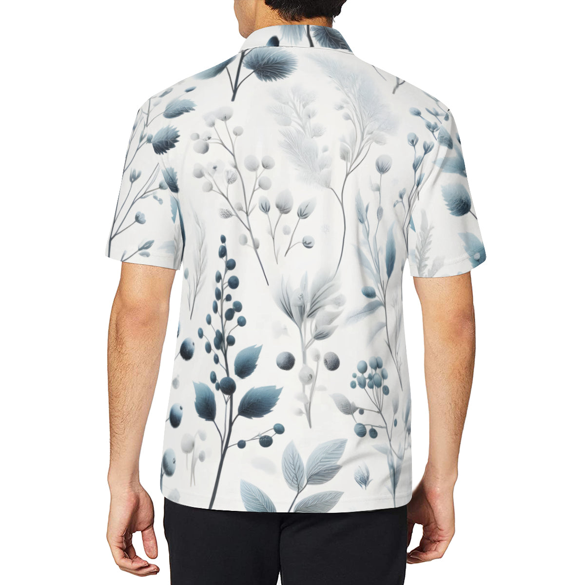 Minimalistic Floral Men's Premium European Size POLO Shirt | 95% Polyester+5% Spandex