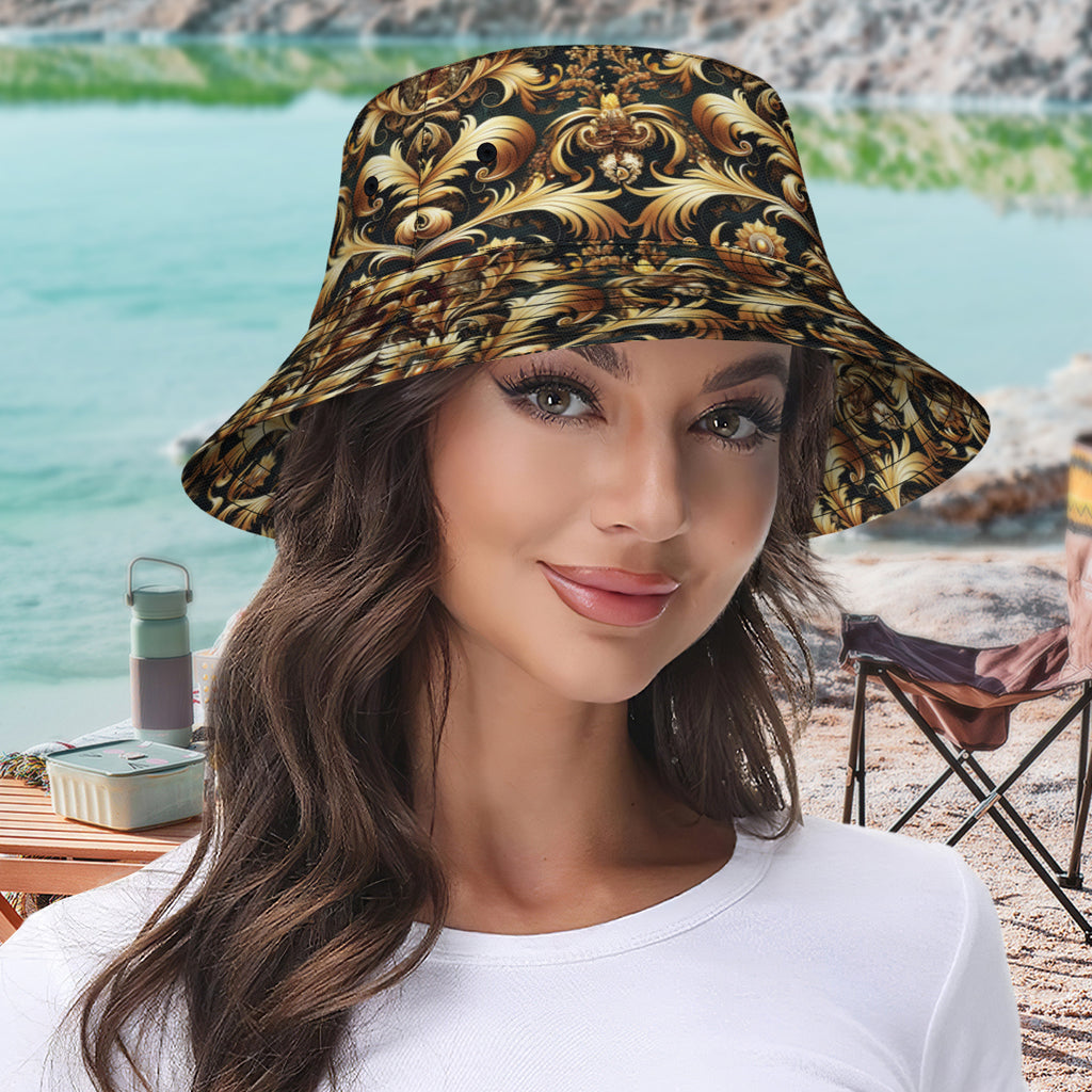 Golden Crown Double-Sided Unisex Polyester Bucket Hat