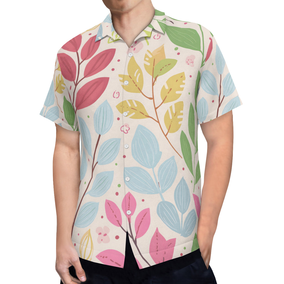 Vibrant Leaves Short Sleeves Men's Shirt