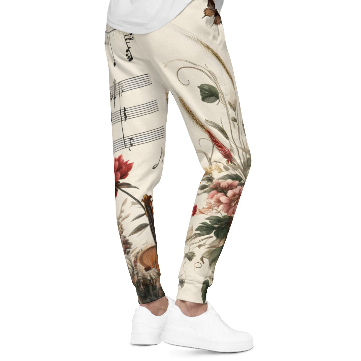 Musical Floral Men's Adult Hoodie Set (Double-Layer Hood) | Health Fabric