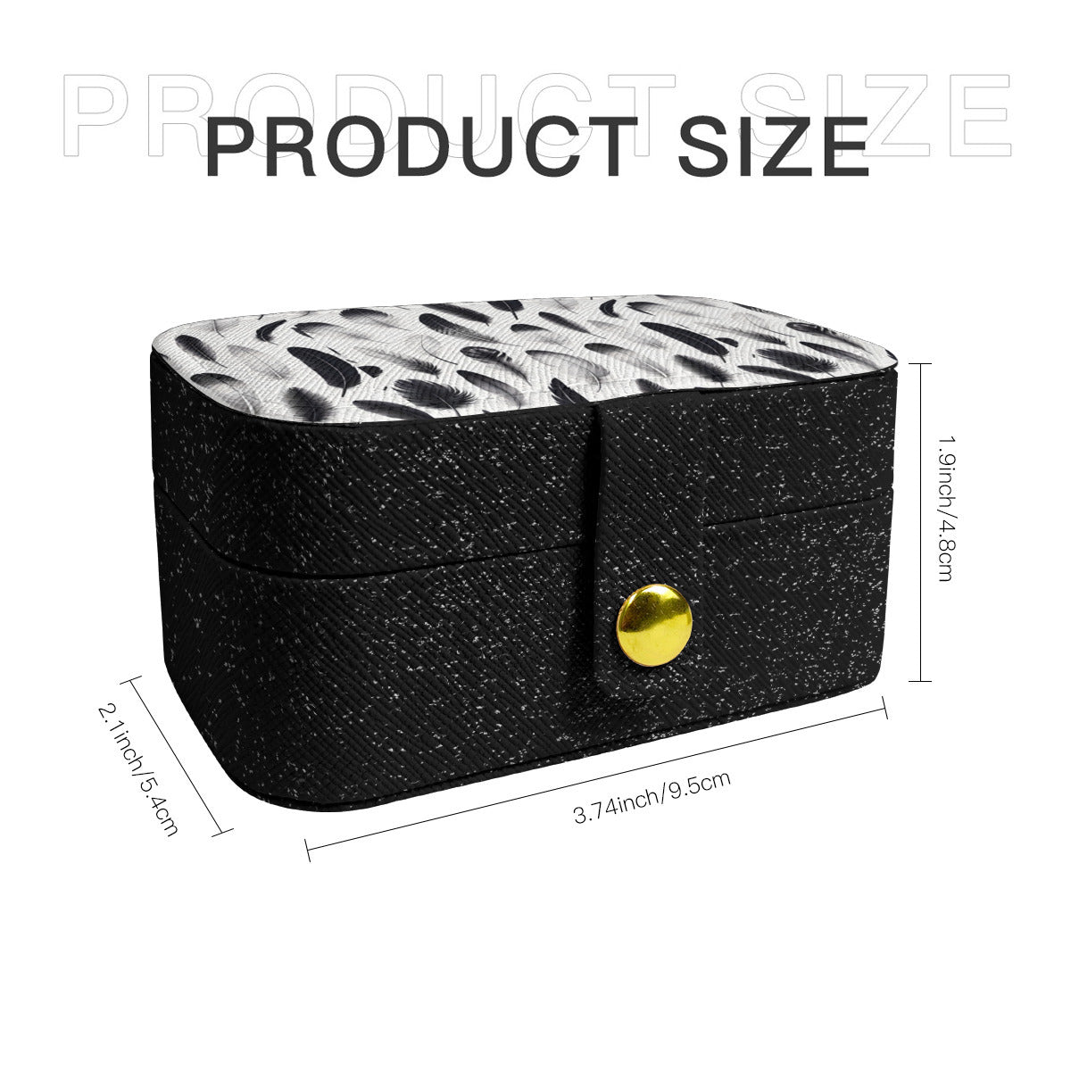 Black And White Feathers Personalized Portable Jewelry Box