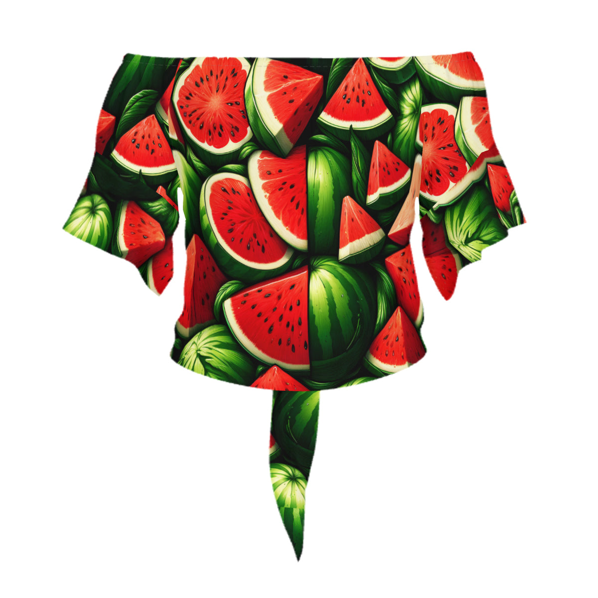 Watermelon Slices One-Shoulder Tie Short Sleeves