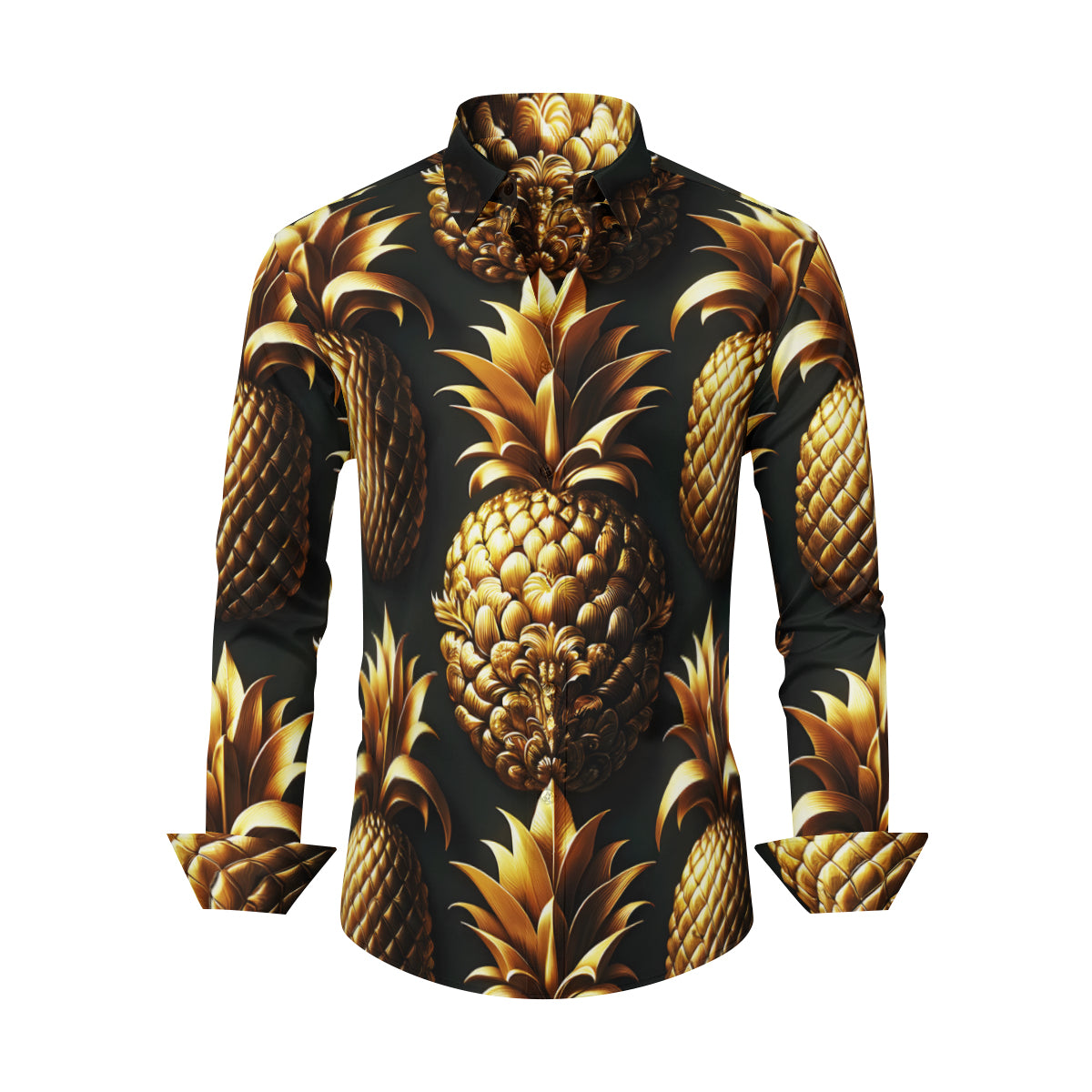 Golden Pineapple Men's Classic Long-Sleeved Shirt | Polyester