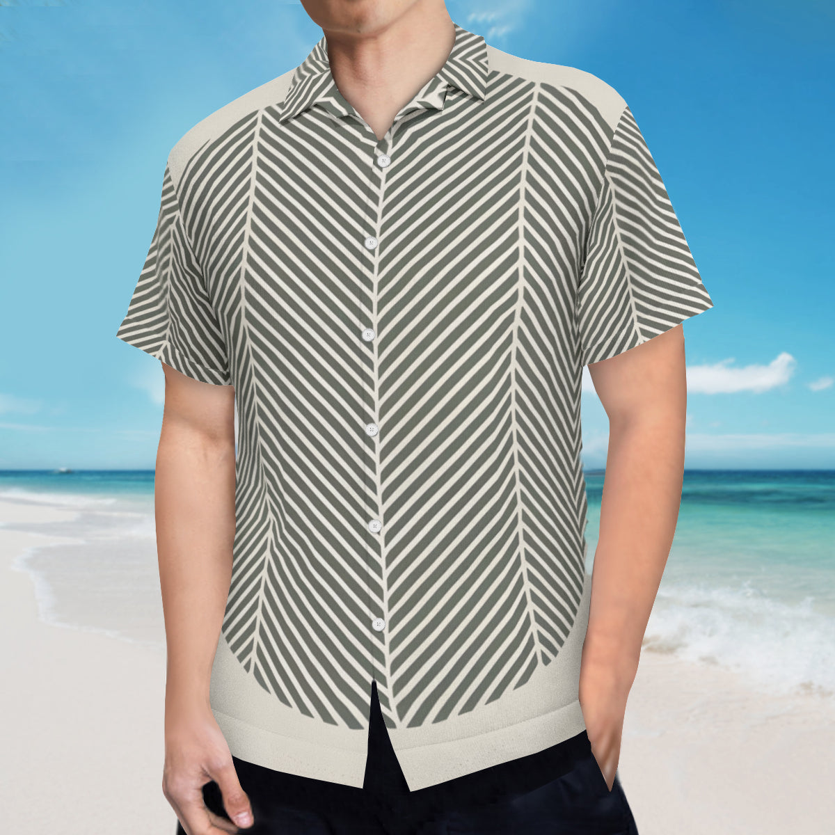 Minimalistic Geometric Short Sleeves Men's Shirt