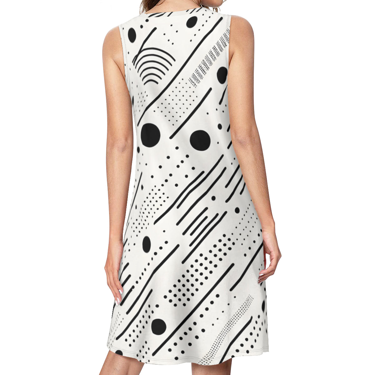 Minimalistic Black And White Women's Casual Dress | Polyester