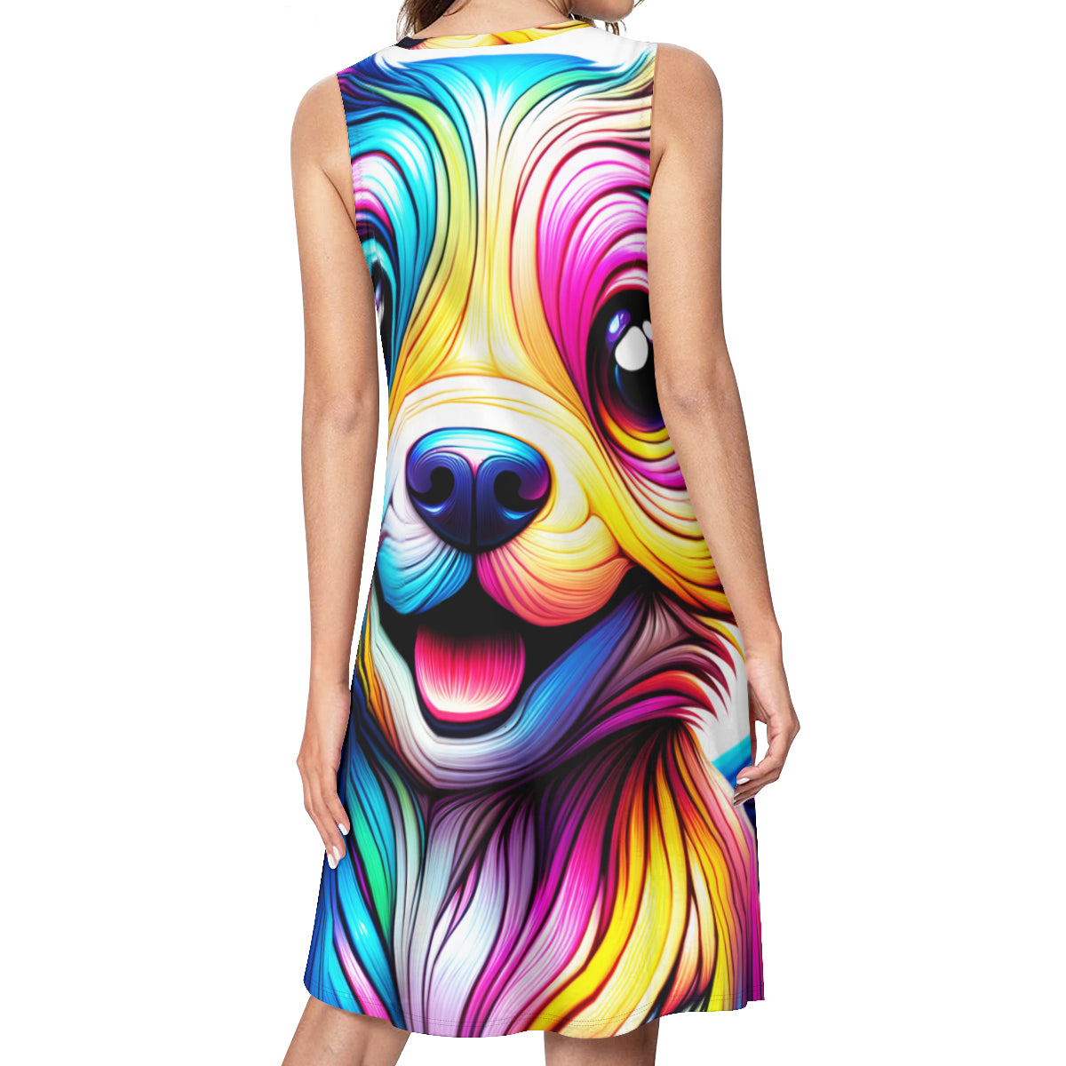 Cute Dog Women's Casual Dress | Polyester