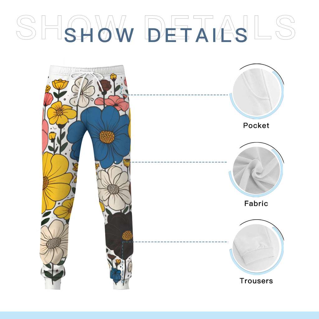 Floral Men's Adult Hoodie Set (Double-Layer Hood) | Health Fabric