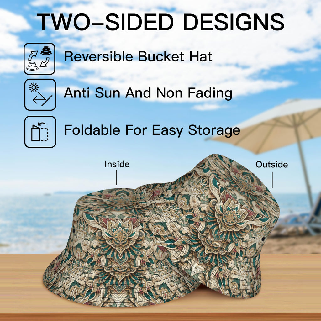 Intricate Luxury Pattern Double-Sided Unisex Polyester Bucket Hat