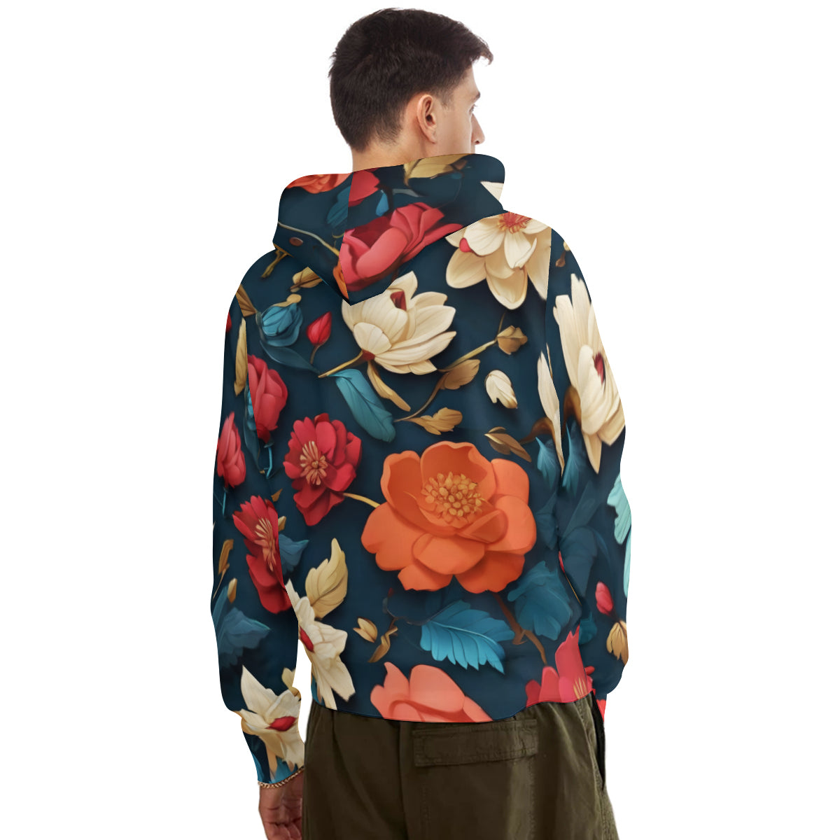 Floral Men's Adult Hoodie Set (Double-Layer Hood) | Health Fabric