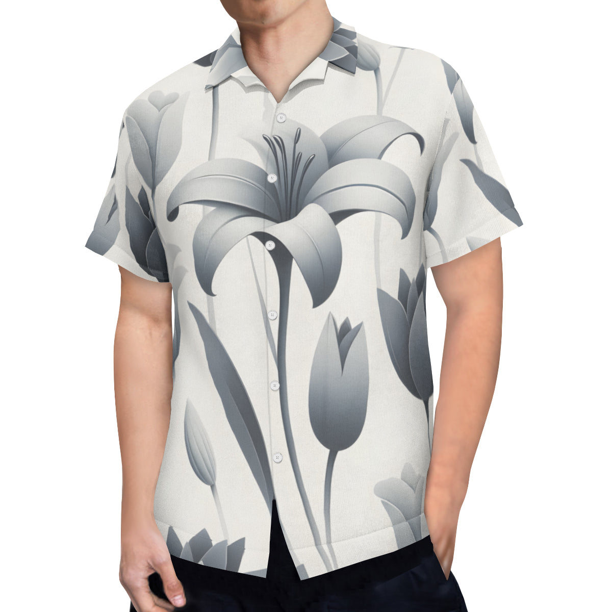 Minimalistic Floral Short Sleeves Men's Shirt