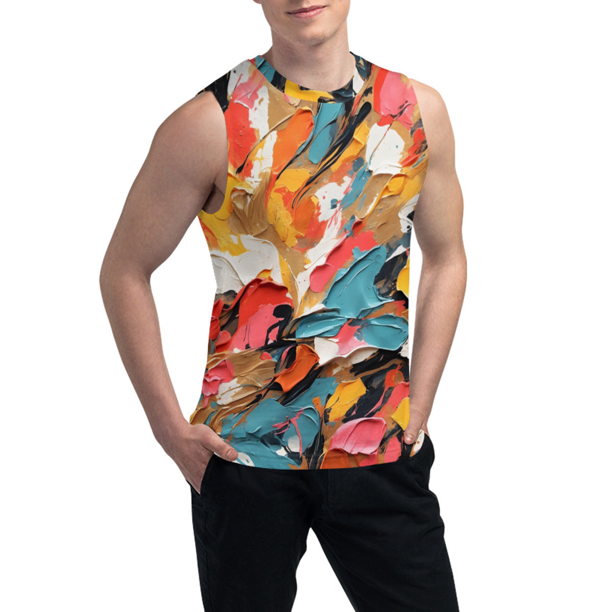 Vibrant Abstract Men's Sleeveless Vest｜Polyester