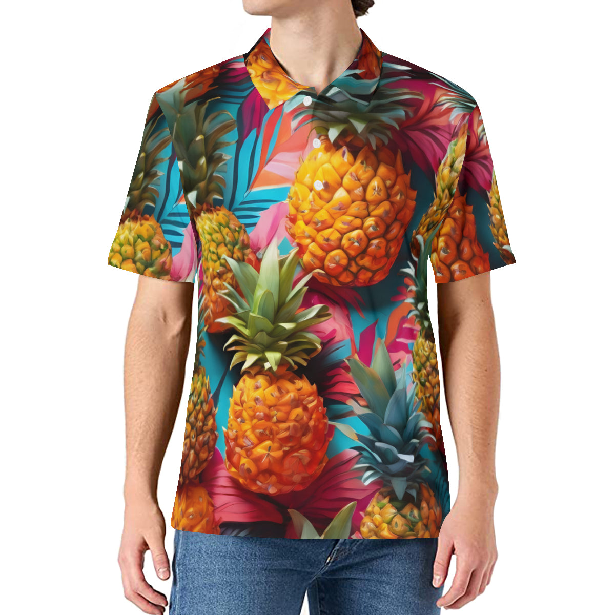 Pineapple Men's Premium European Size POLO Shirt | 95% Polyester+5% Spandex